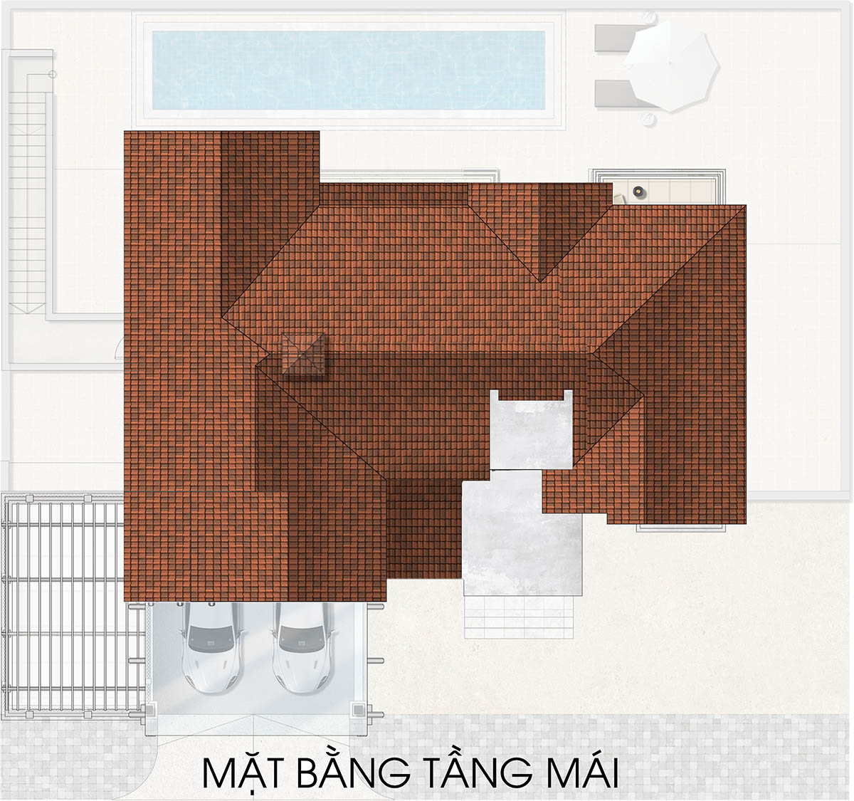 Mặt bằng tầng mái biệt thự RV5 Valley Park Residences