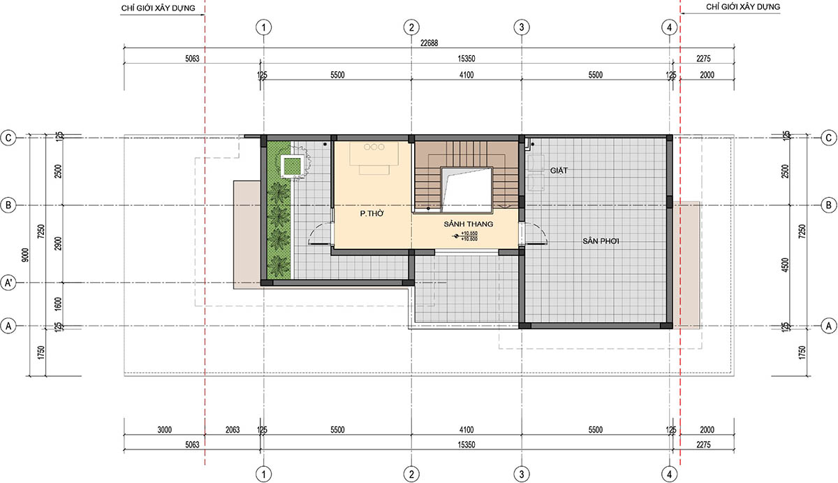 Mặt bằng tầng tum biệt thự F07-L27 (SL-6.3) An Quý Villa