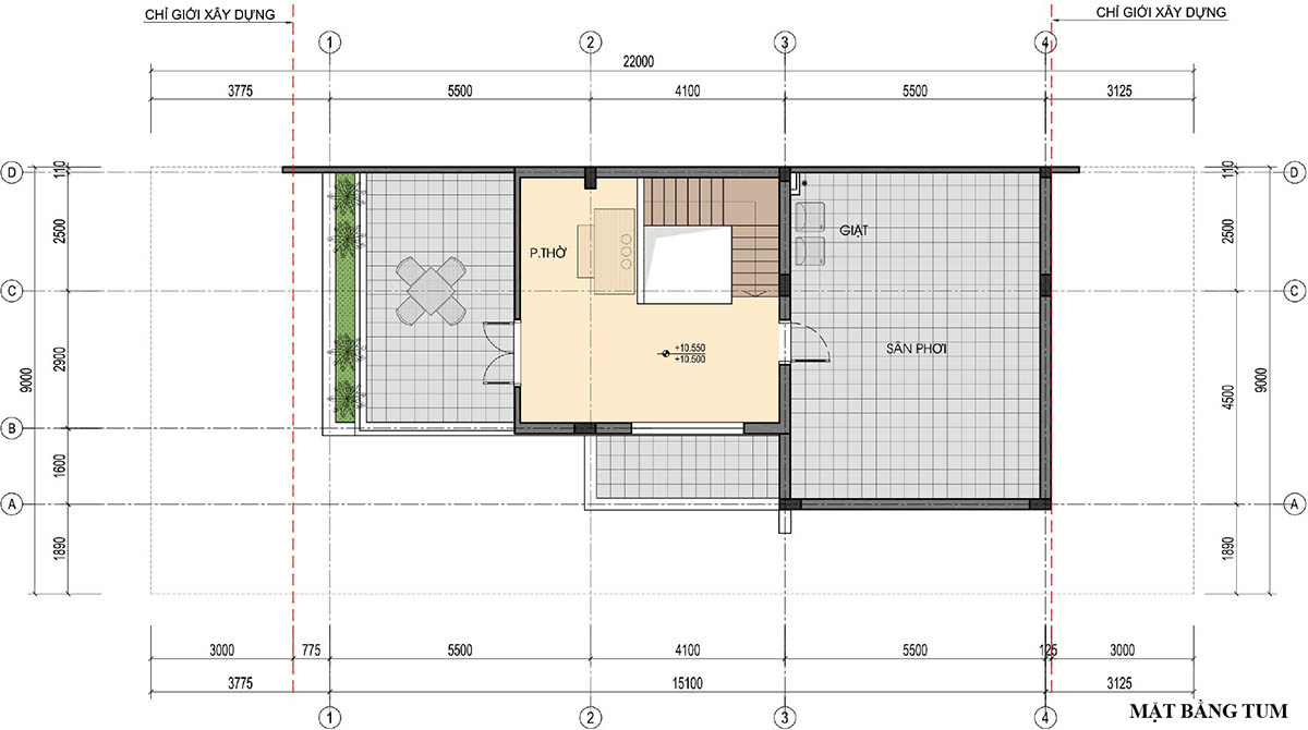Mặt bằng tầng tum biệt thự F08-L07 (SL-7.1) An Quý Villa