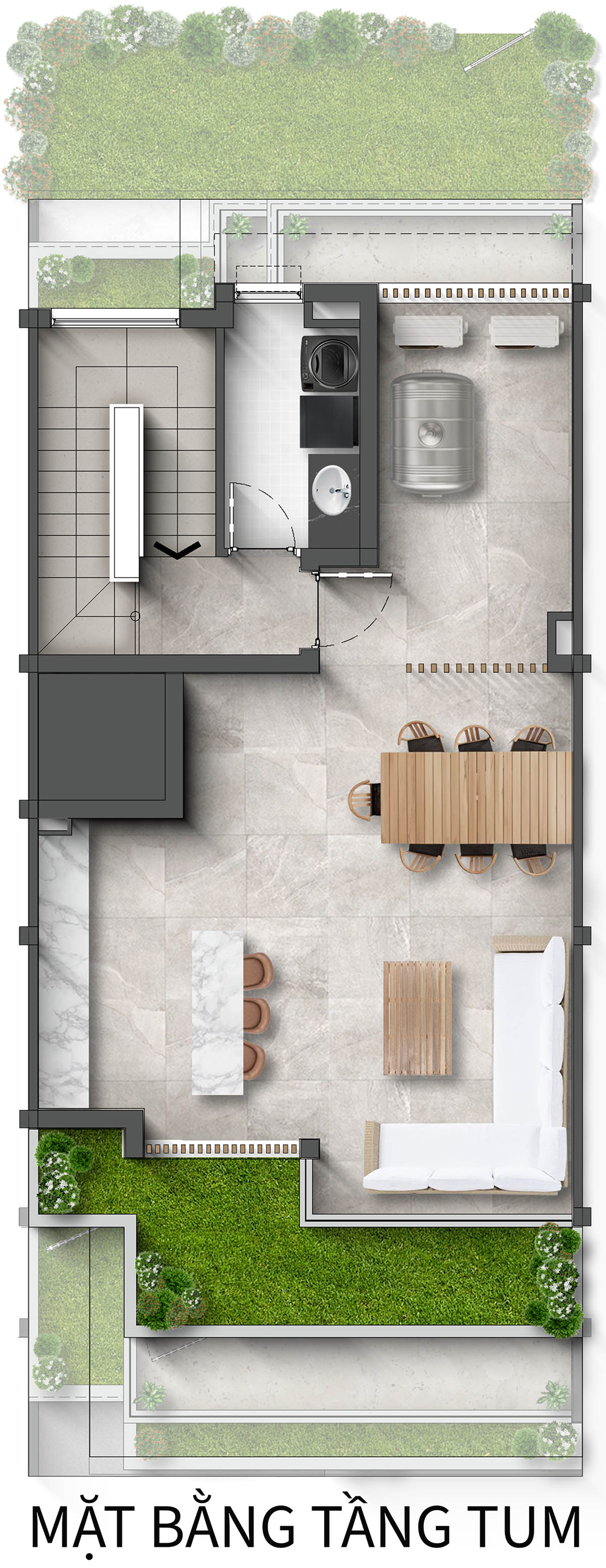 Mặt bằng tầng tum Biệt thự Liền kề LKA ĐH Taluy dương khu Spring Residences