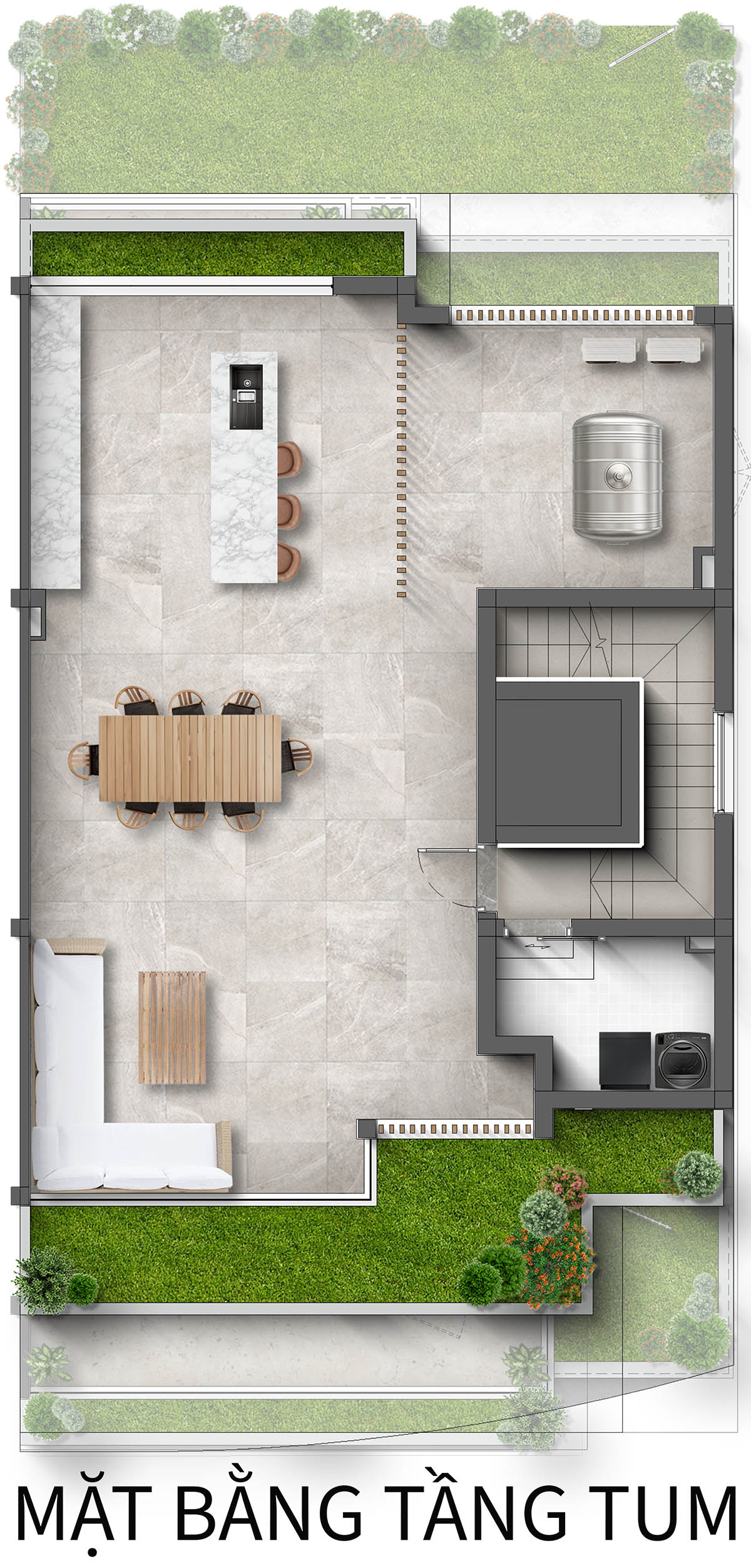 Mặt bằng tầng tum Biệt thự Liền kề LKAH4 ĐH góc khu Spring Residences