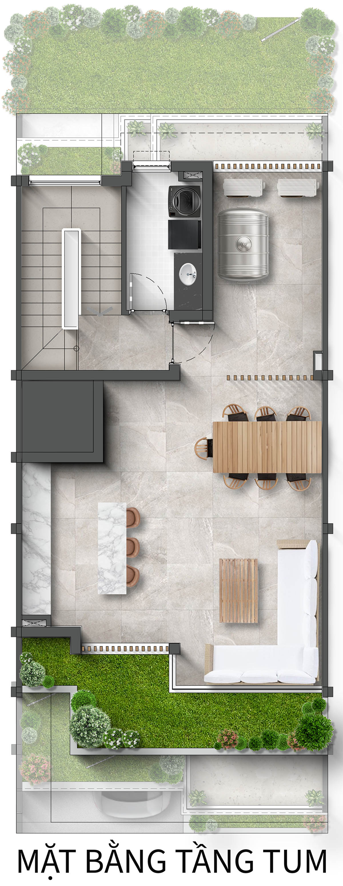 Mặt bằng tầng tum Biệt thự Liền kề LKD ĐH Taluy âm khu Spring Residences