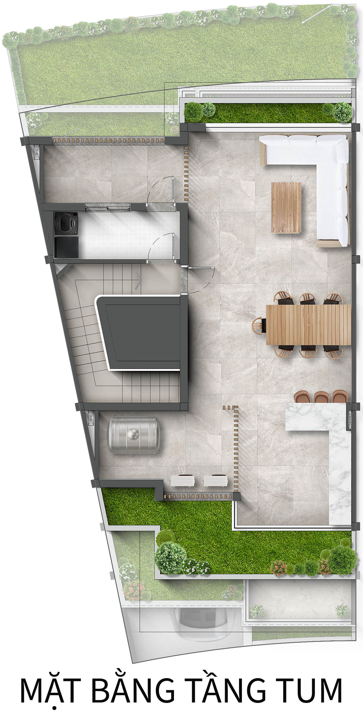 Mặt bằng tầng tum Biệt thự Liền kề LKE2 RQ Taluy âm khu Spring Residences