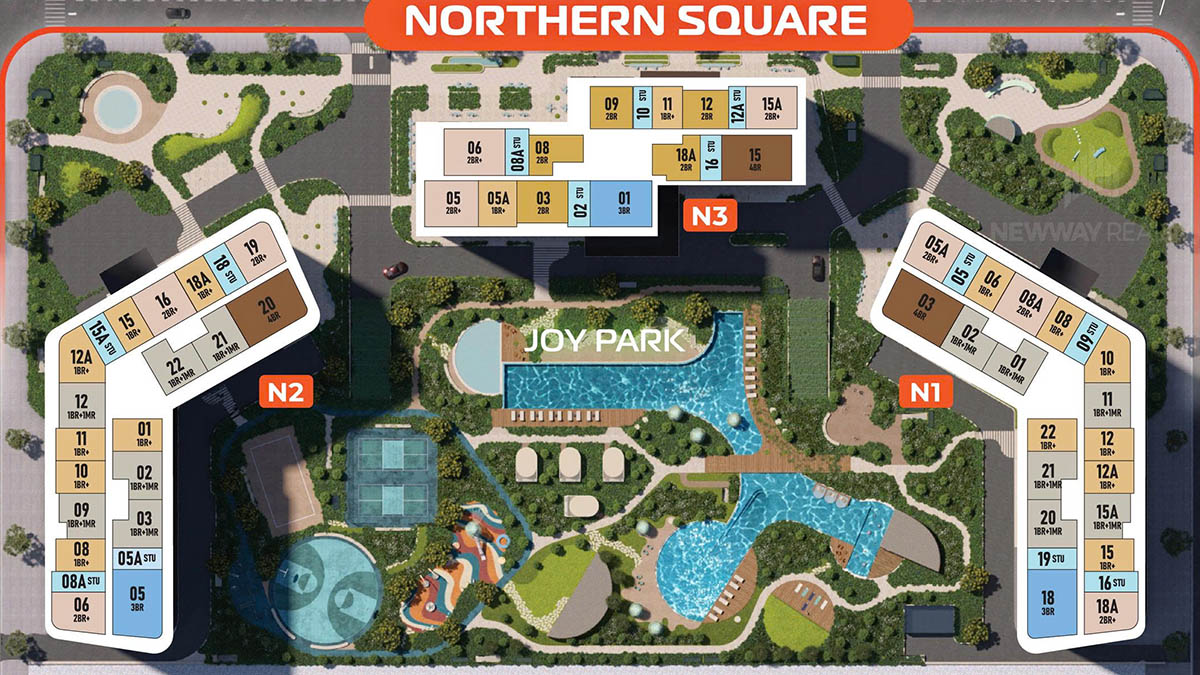Mặt bằng tòa N1, N2, N3 khu Northern Square thuộc Masteri Trinity Square