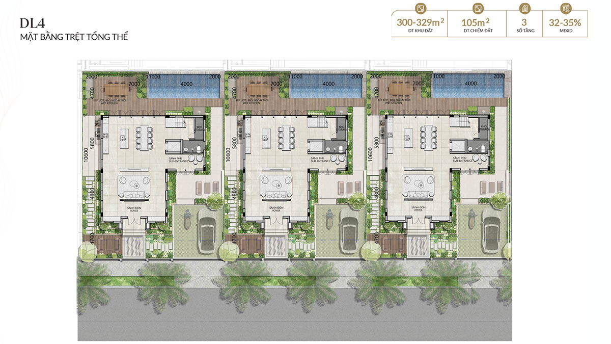 Mặt bằng triệt Biệt thự Đơn lập DL4 Alluvia City