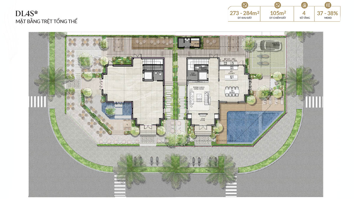 Mặt bằng triệt Đơn lập DL4S* Alluvia City