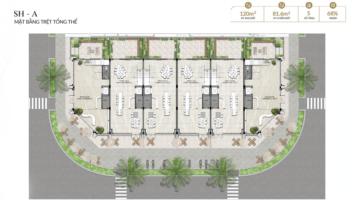 Mặt bằng triệt Liền kề thương mại SH-A Alluvia City