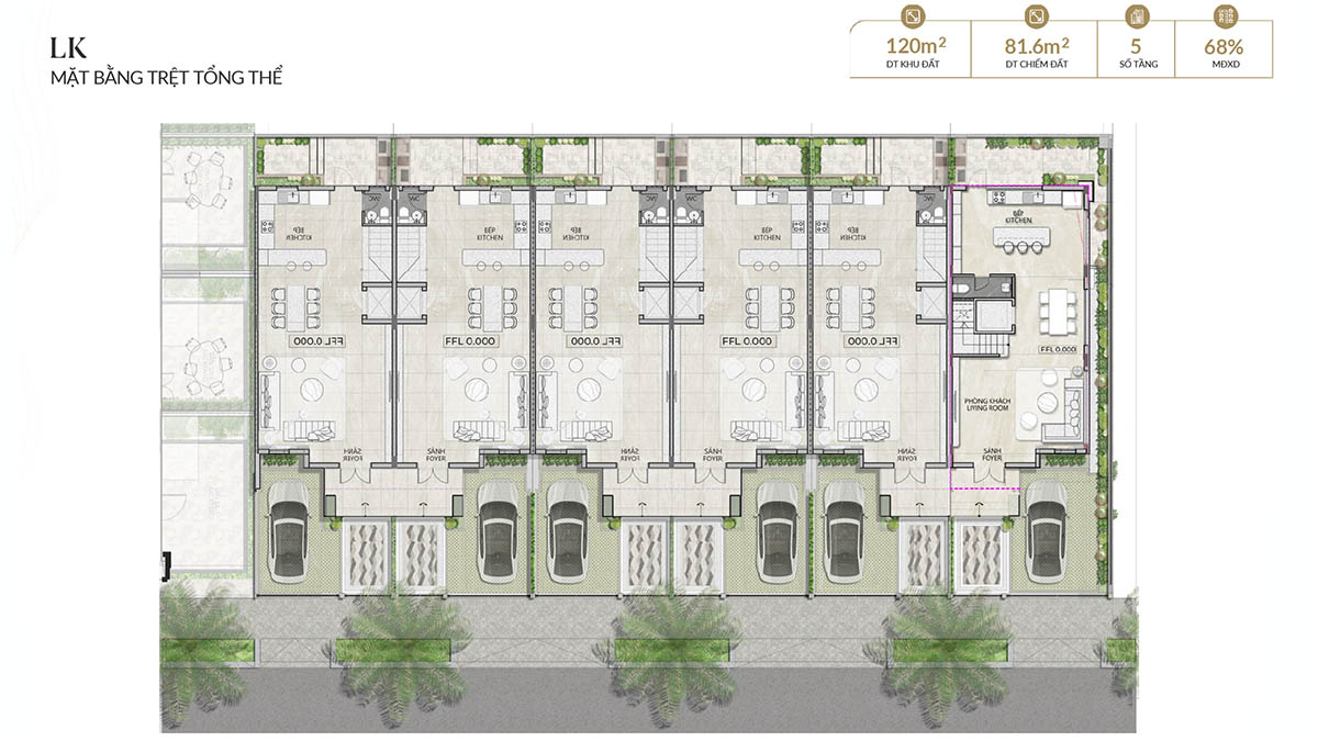 Mặt bằng triệt Nhà ở liền kề LK Alluvia City
