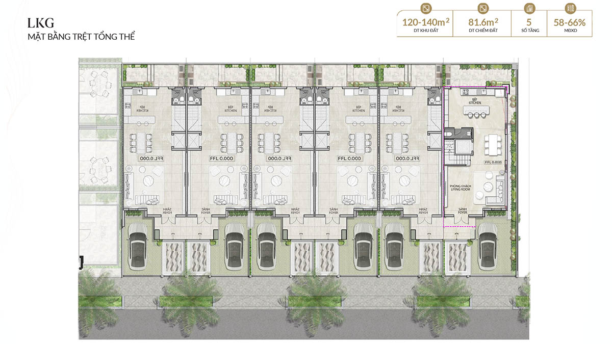 Mặt bằng triệt Nhà ở liền kề LKG Alluvia City