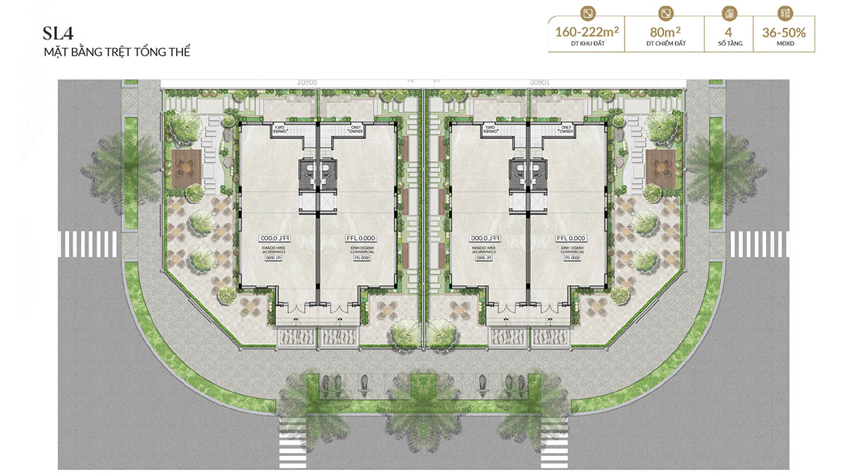 Mặt bằng triệt Song lập thương mại SL4 Alluvia City