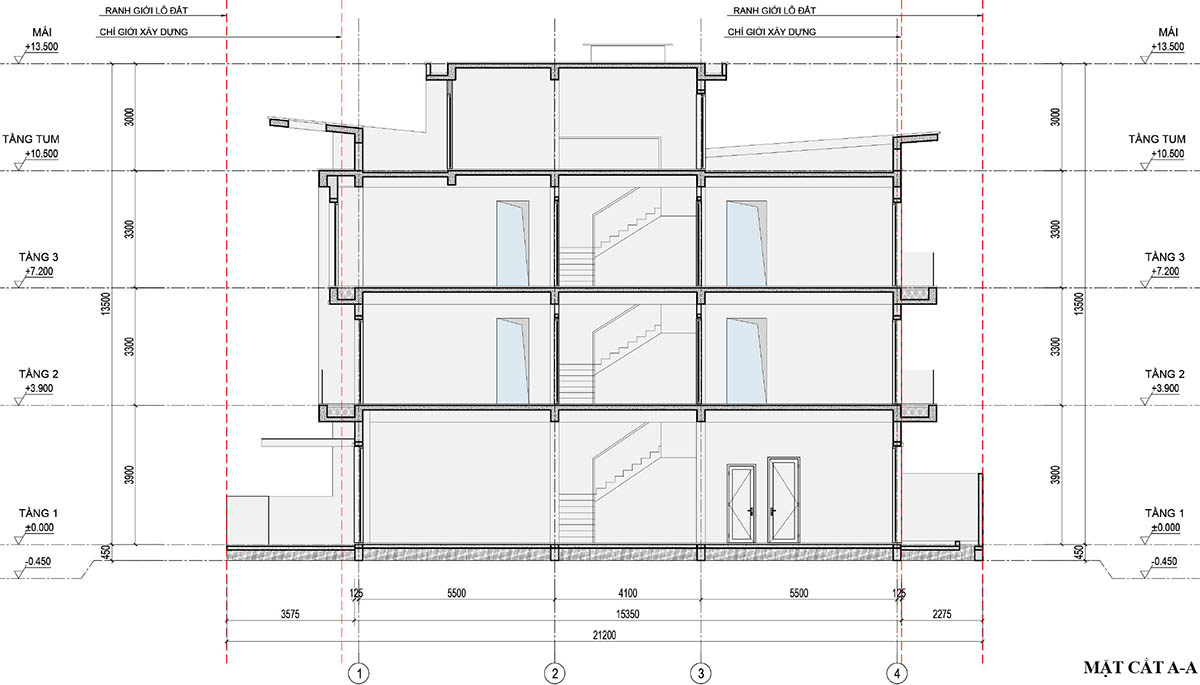 Mặt cắt A-A biệt thự F07-L27 (SL-6.3) An Quý Villa