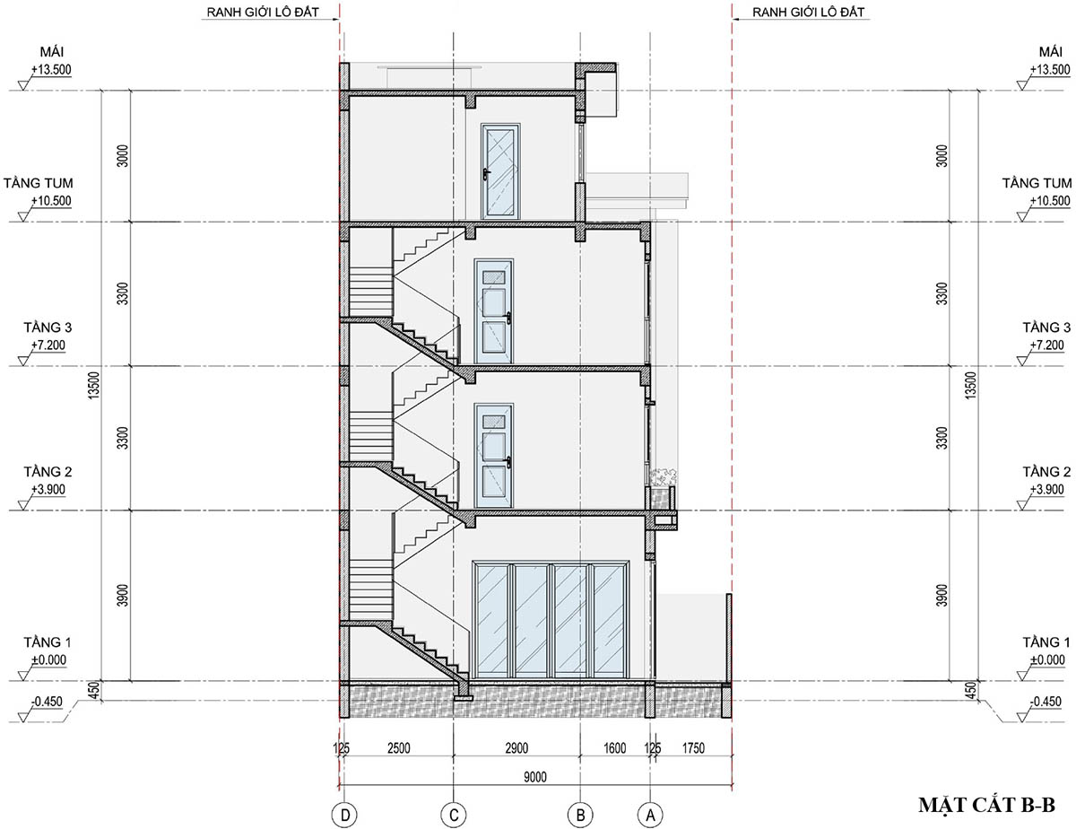 Mặt cắt B-B biệt thự F08-L07 (SL-7.1) An Quý Villa