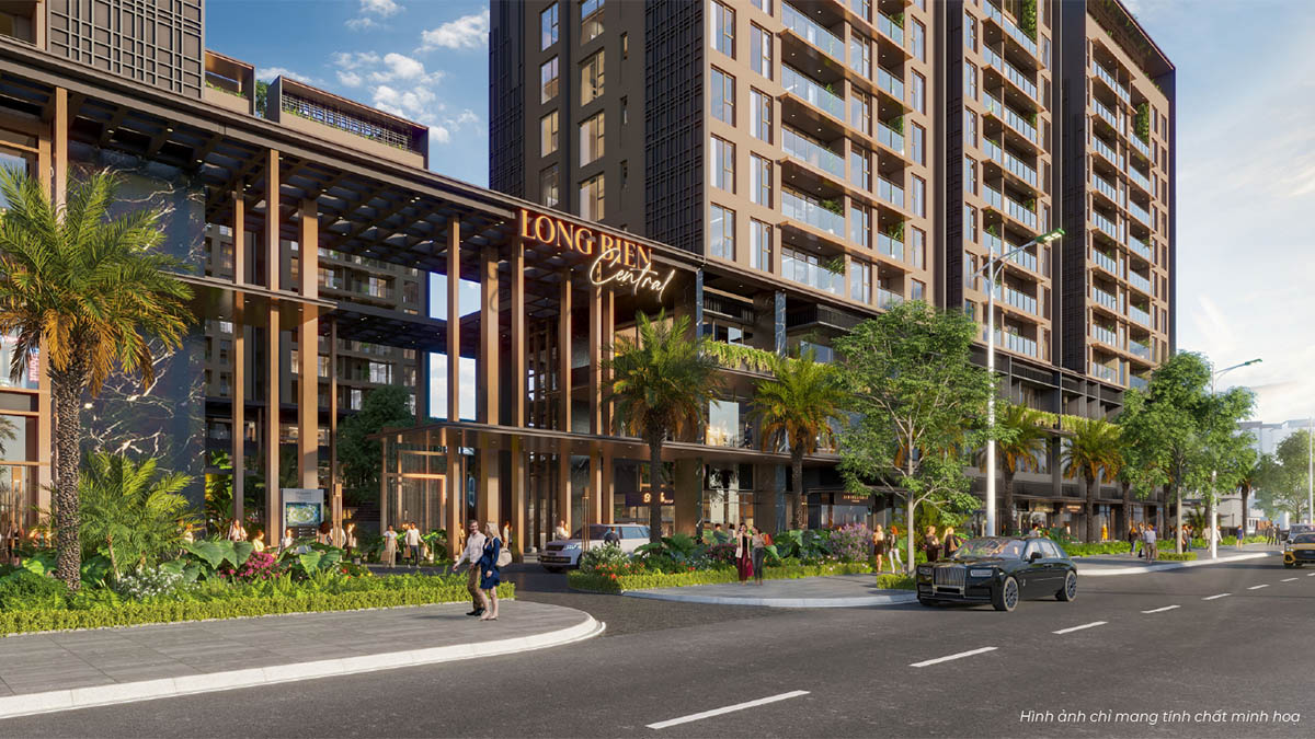 Mặt trước Long Biên Central khi nhìn chéo (3D)
