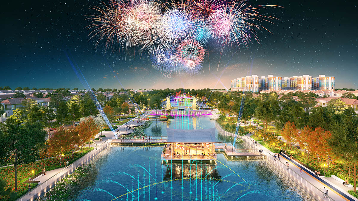 Nhạc nước trong công viên lễ hội của Sun Urban City