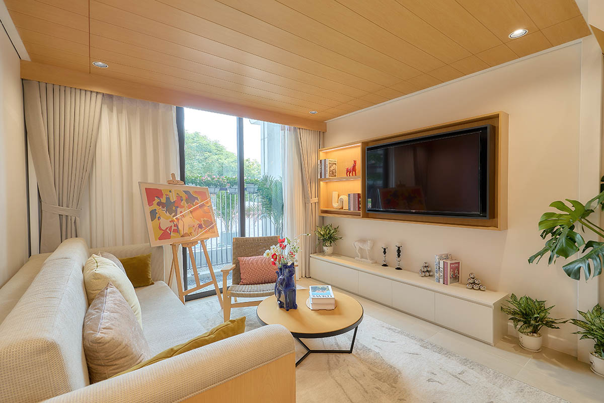 Phòng khách căn hộ Studio khu cao tầng Sun Urban City