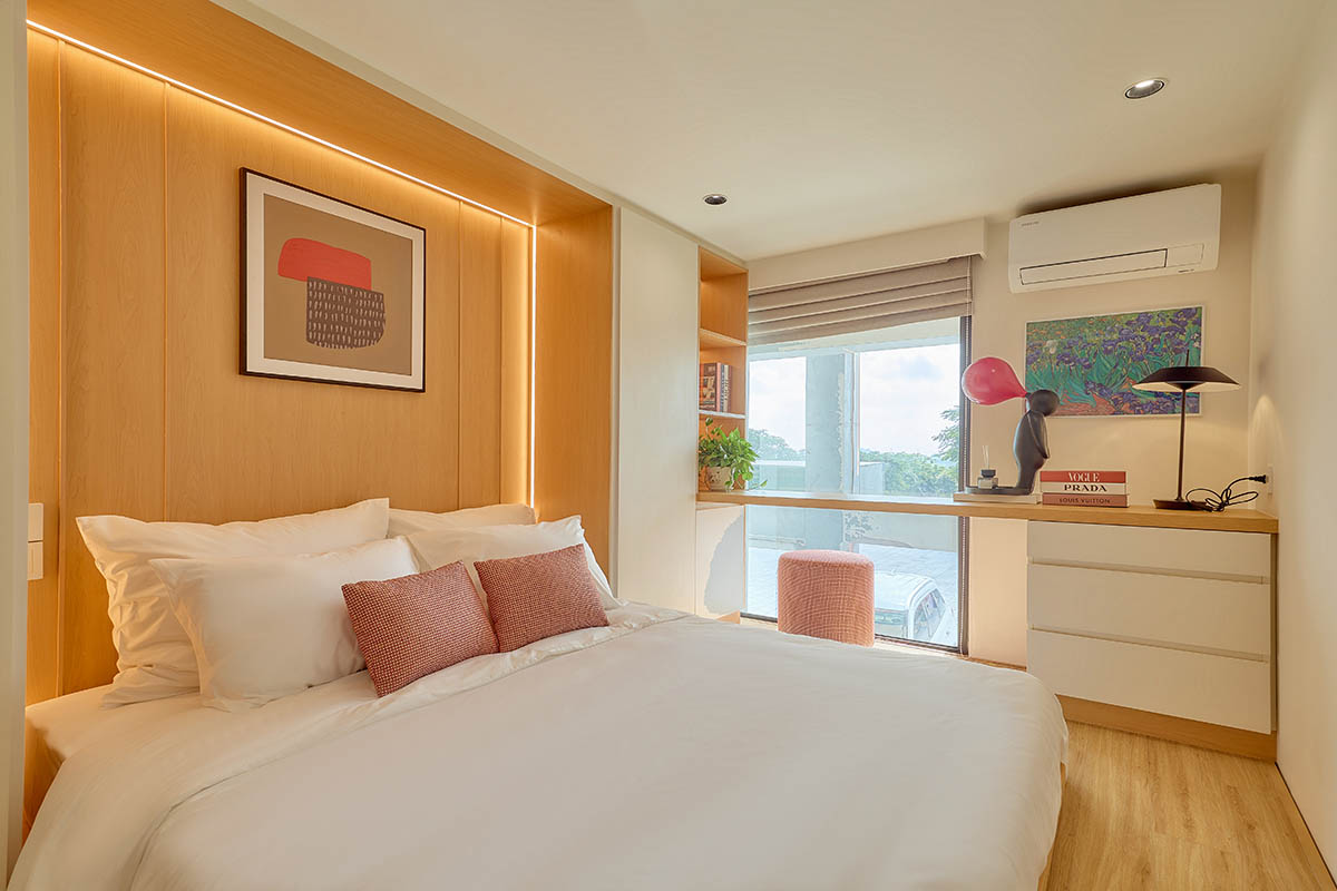 Phòng ngủ căn hộ 1PN+1 khu cao tầng Sun Urban City