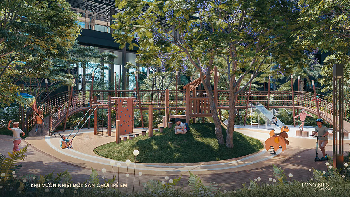 Sân chơi trẻ em (góc 1) trong Khu vườn nhiệt đới của Long Biên Central (3D)