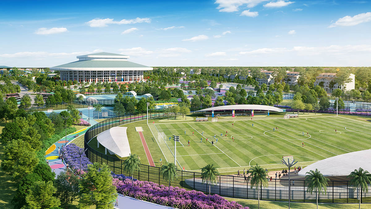 Sân đá bóng và Nhà thi đấu trong công viên thể thao Sun Urban City