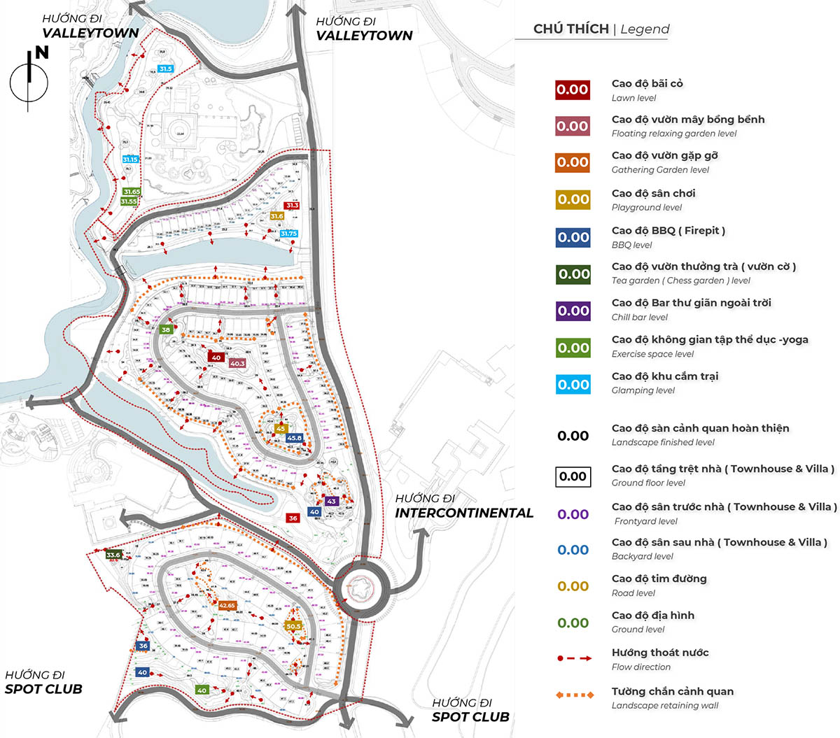 Sơ đồ cốt cao độ khu Spring Residences Thanh Xuan Valley