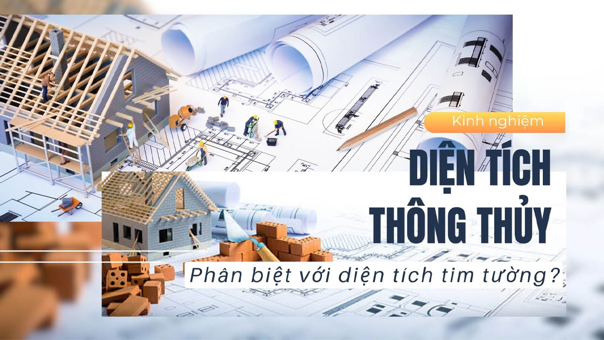 So sánh diện tích thông thủy và tim tường