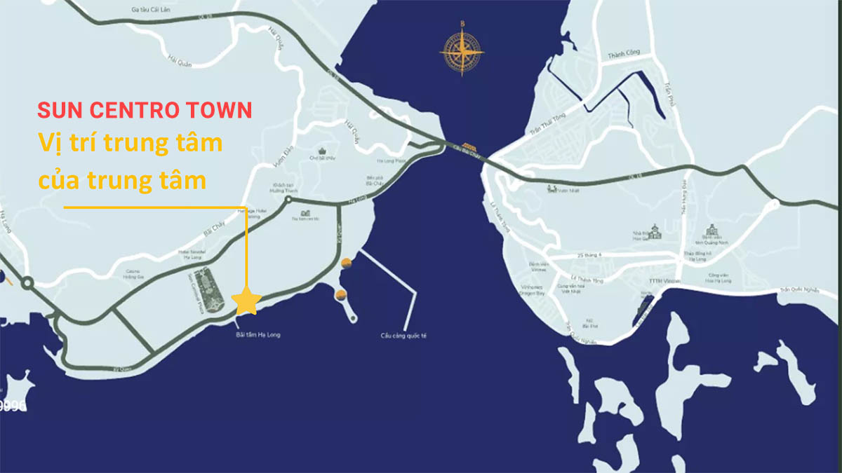 Sun Centro Town ở vị trí trung tâm của trung tâm Hạ Long