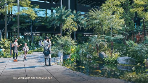 Suối nhân tạo trong Khu vườn nhiệt đới của Long Biên Central (3D)