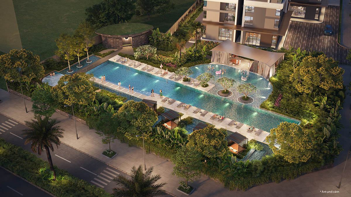 Toàn cảnh bể bơi ngoài trời của Masteri Lakeside