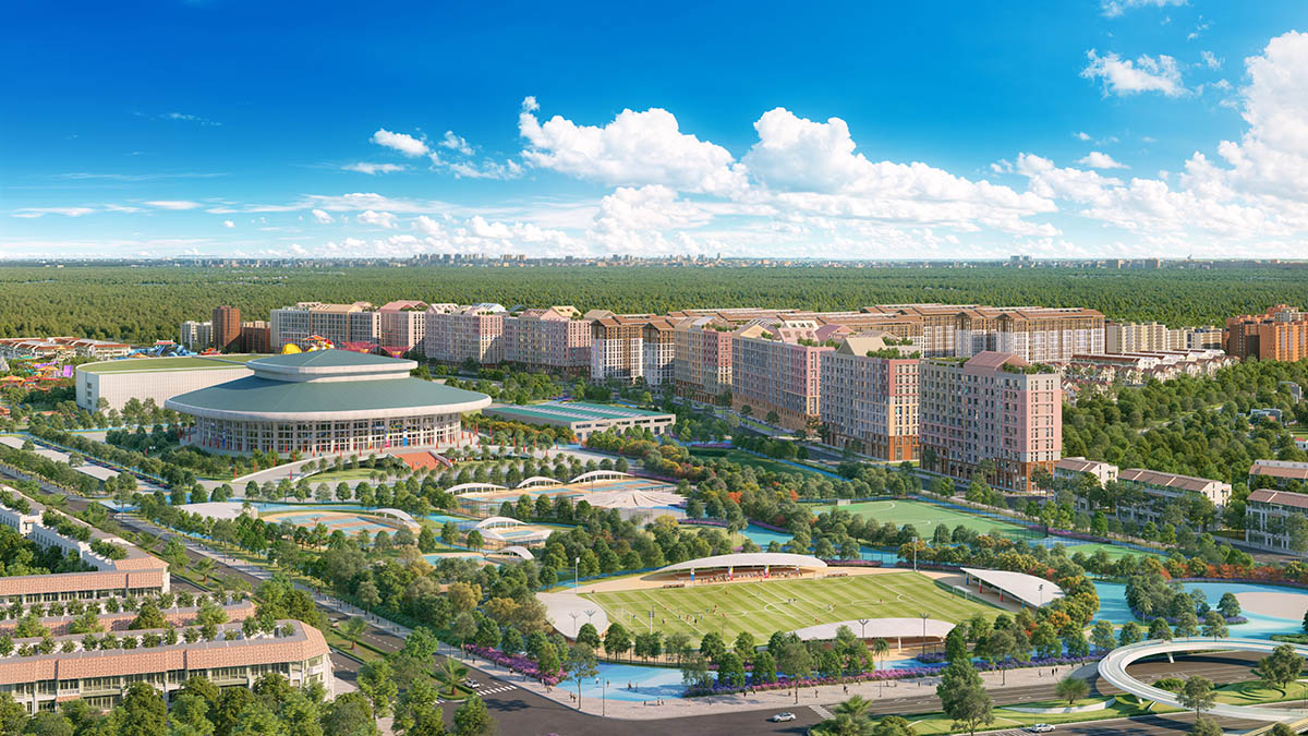 Toàn cảnh công viên thể thao và khu cao tầng Park Residence