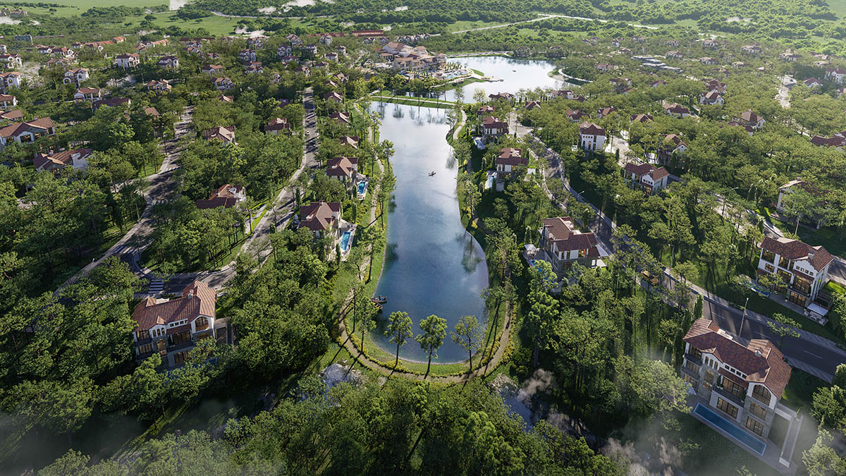 Toàn cảnh hồ khu Valley Park Residences - Thanh Xuan Valley