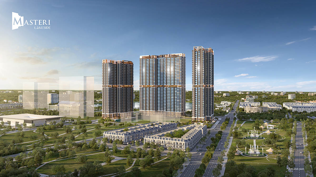 Toàn cảnh Masteri Lakeside (nhìn từ xa qua khu TMDV)
