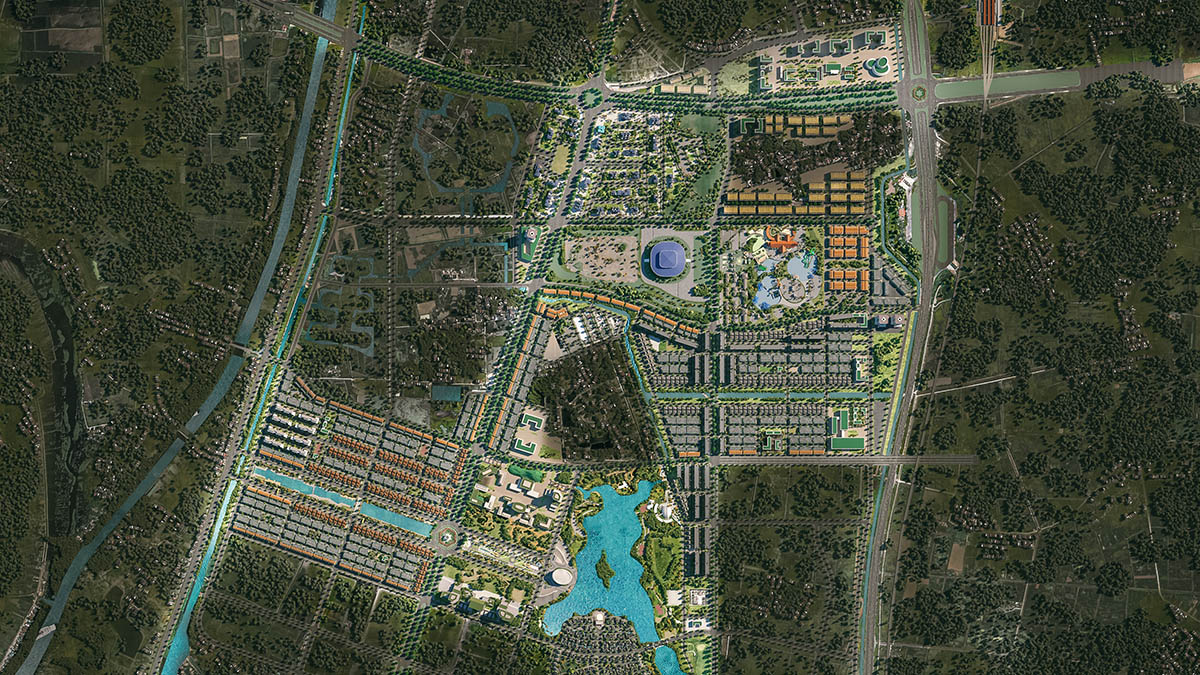 Tổng mặt bằng dự án Sun Urban City nhìn thẳng từ trên cao xuống