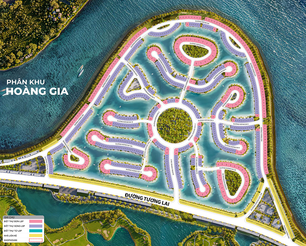 Tổng mặt bằng phân khu Hoàng Gia trong Vinhomes Royal Island