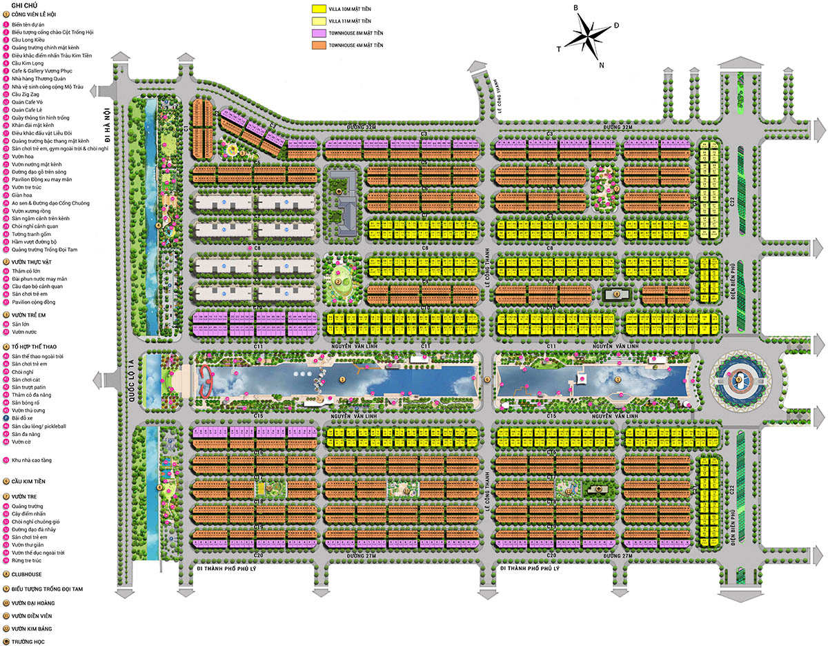 Tổng mặt bằng phân khu Kim Ngân và Kim Tiền