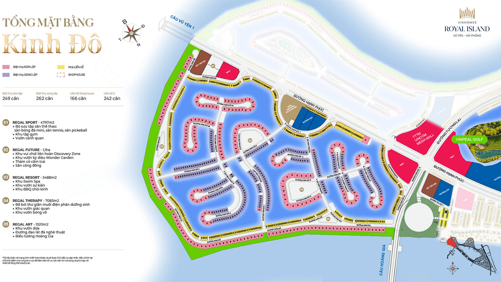 Tổng mặt bằng phân khu Kinh Đô trong Vinhomes Royal Island