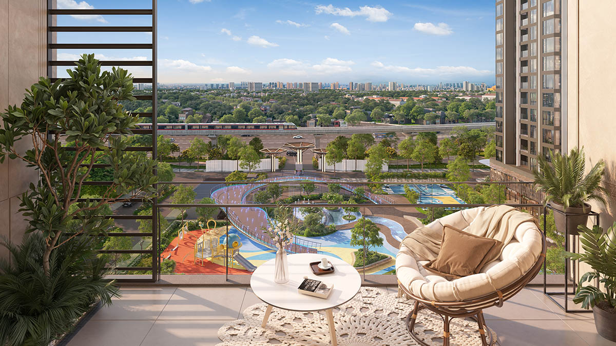 Từ Greenera Southmark nhìn ra đường cao tốc trên cao