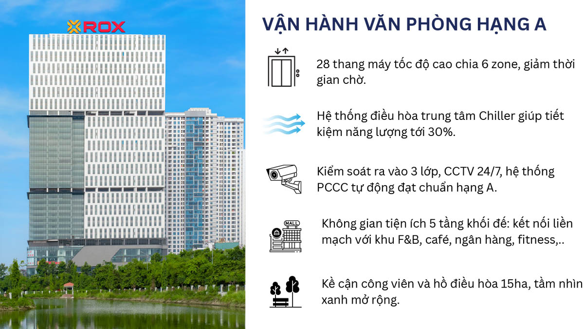 Vận hành văn phòng hạng A tòa ROX Tower Goldmark City