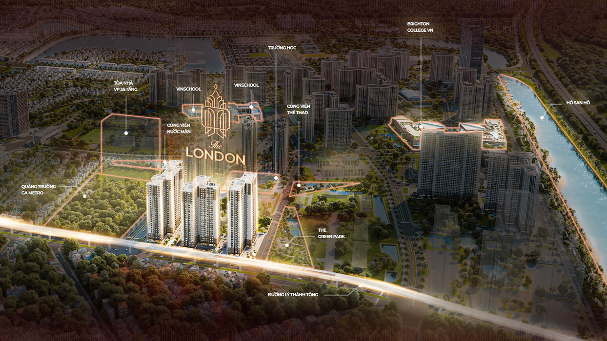 Vị trí The London trong hệ sinh thái Vinhomes Ocean Park 1