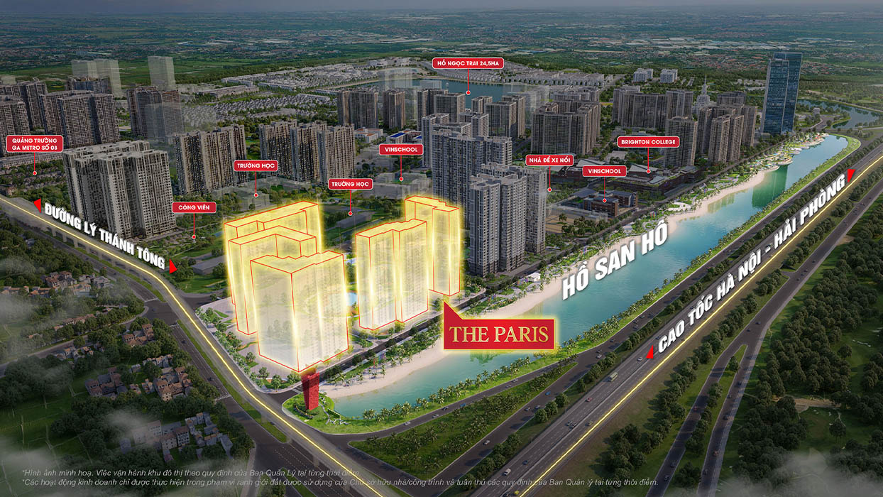 Vị trí The Paris nằm trong khu đô thị Vinhomes Ocean Park 1 (Ocean City)