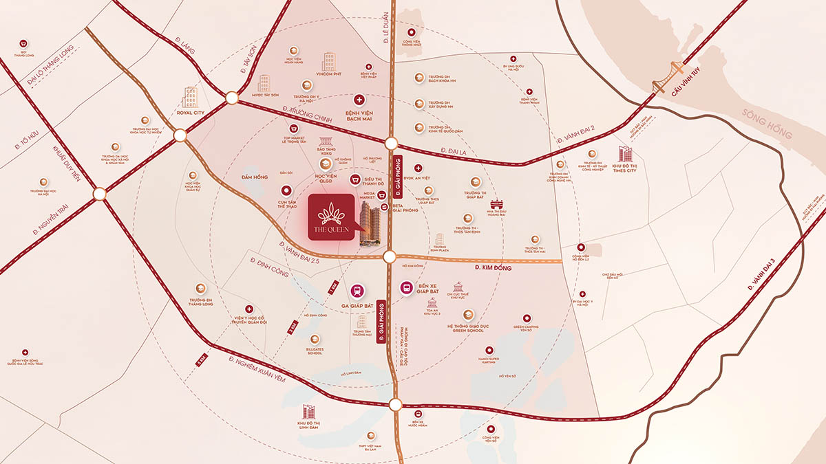 Vị trì tòa The Queen trên bản đồ
