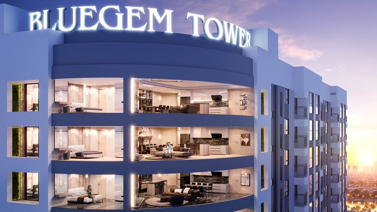 View những căn góc chung cư BlueGem Tower
